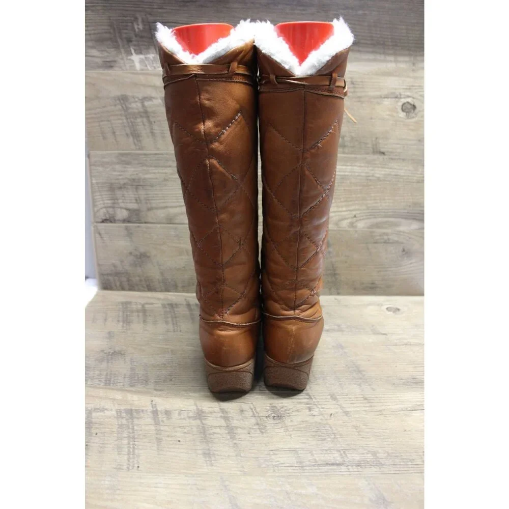 Husky by Bastien women's vintage quilted leather‎ faux fur lined tall boots